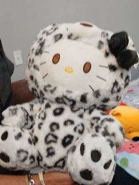 Hello Kitty Black & White Leopard Plush with Bow